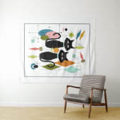 Tenture Chats mignons Moderne du milieu du siècle (En situation (horizontale))