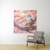 Tenture Chats Mignons Sur Un Arbre En Fleur De Cerise (En situation)