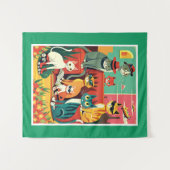 Tenture Chats modernes du milieu du siècle en vacances (Devant (Horizontal))