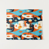 Tenture Chats modernes du milieu du siècle sur un Arrière (Devant (Horizontal))