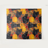 Tenture Chats noirs et citrouilles 2 (Devant (Horizontal))