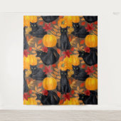 Tenture Chats noirs et citrouilles 2 (Devant)