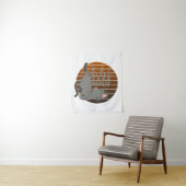 Tenture Chatte drôle faisant du yoga. (En situation)