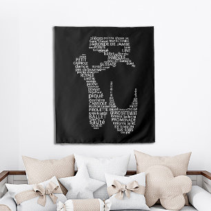 Tenture Chaussure de ballet Typographie Noir et Blanc
