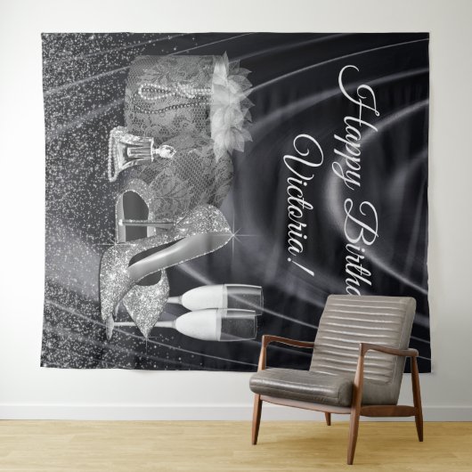 Tenture Chaussure en argent noir Fête d'anniversaire (En situation (horizontale))