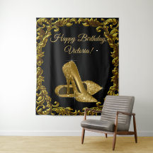 Chaussure en or noir pour femmes Anniversaire Fête