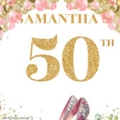 Tenture Chaussures à talons rose à paillettes dorées pour