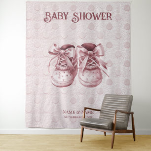 Tenture Chaussures pour bébé rose fond