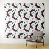 Tenture Chauves-souris aux Coeurs rouges et silhouettes de (En situation (horizontale))