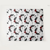 Tenture Chauves-souris aux Coeurs rouges et silhouettes de (Devant (Horizontal))