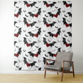 Tenture Chauves-souris aux Coeurs rouges et silhouettes de (En situation)