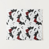 Tenture Chauves-souris aux Coeurs rouges et silhouettes de (Devant (Horizontal))