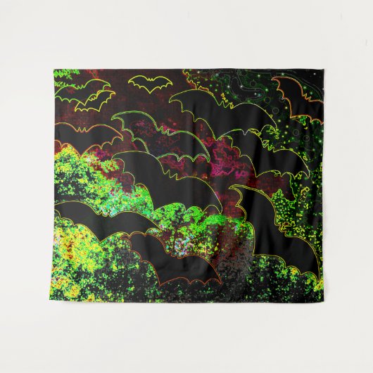 Tenture Chauves-souris en vol Neon (Devant (Horizontal))