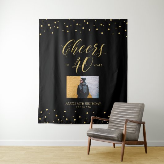 Tenture Cheers | Or & Noir Soirée des 40 ans Photo (En situation)
