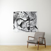 Tenture Cheetah Animal Wild Nature Illustration Line Epic (En situation (horizontale))