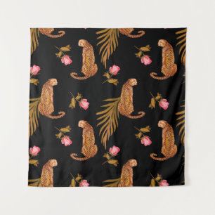 Tenture Cheetahs romantiques : aquarelle motif sans coutur