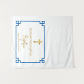 Tenture Chemin de table baptême grec clé bleue (Devant (Horizontal))