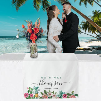 Tenture Chemin de table de mariage personnalisé Fleurs tro