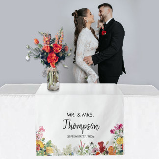 Tenture Chemin de table de mariage personnalisé Jardin flo