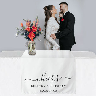 Tenture Chemin de table de mariage personnalisé noir blanc