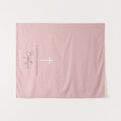 Tenture Chemin de table rose fille baptême (Devant (Horizontal))