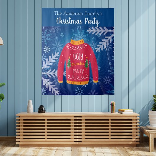 Tenture Chemise de Noël hideuse à motifs flocons de neige 