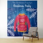 Tenture chemise de Noël hideuse pull rouge bleu flocons de (En situation)