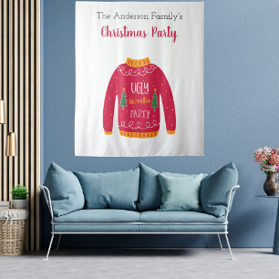 Tenture chemise de Noël laide rouge blanc amusant