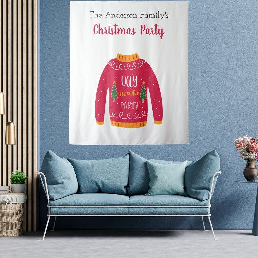 Tenture chemise de Noël laide rouge blanc amusant
