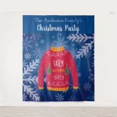 Tenture chemise de Noël pull moche rouge bleu flocons de n (Devant)