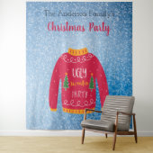 Tenture chemise laide de fête de Noël rouge bleu neige (En situation)