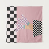 Tenture Chèques d'art moderne À damiers roulettes de patin (Devant (Horizontal))