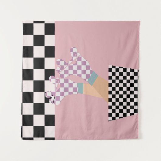 Tenture Chèques d'art moderne À damiers roulettes de patin (Devant (Horizontal))