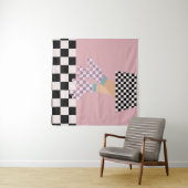 Tenture Chèques d'art moderne À damiers roulettes de patin (En situation (horizontale))
