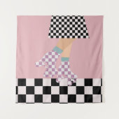 Tenture Chèques d'art moderne À damiers roulettes de patin (Devant)