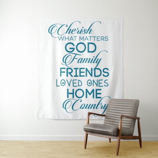 Tenture Chercher ce qui compte Turquoise (En situation)