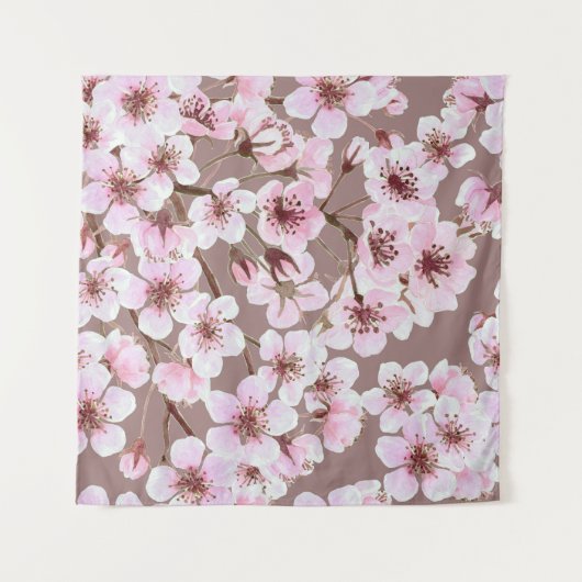 Tenture Cherry Blossom Branches Motif aquarelle (Devant)