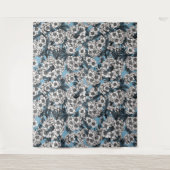 Tenture Cherry blossom in white and blue (Devant)