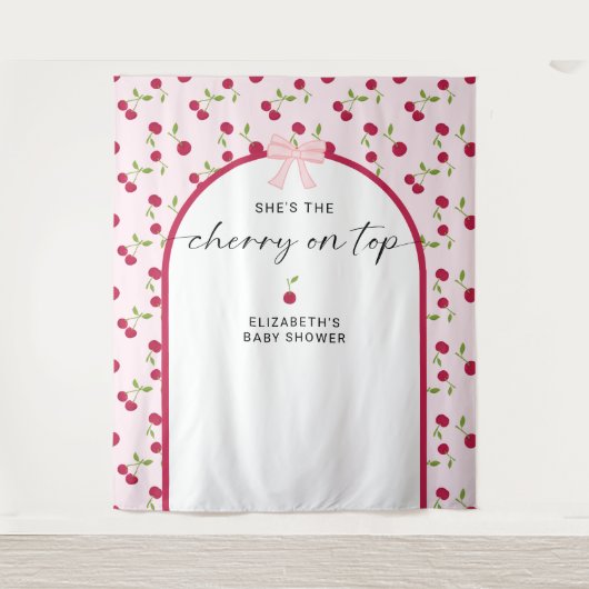 Tenture Cherry On Top Baby Shower Coquette Bow Backdrop (Devant)