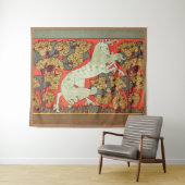 Tenture CHEVAL BLANC RAMPANT, ARBRES EN BOIS Art Nouveau (En situation (horizontale))