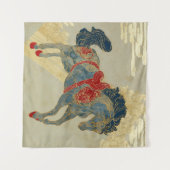 Tenture Cheval bleu royal orné (Devant (Horizontal))