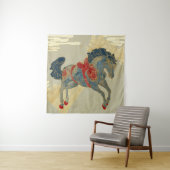 Tenture Cheval bleu royal orné (En situation)