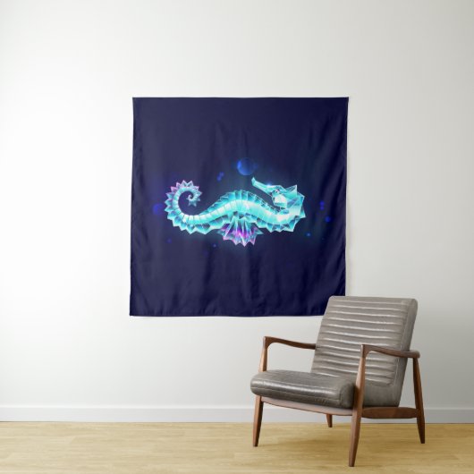 Tenture Cheval de mer de glace cristal sur Arrière - plan  (En situation (horizontale))