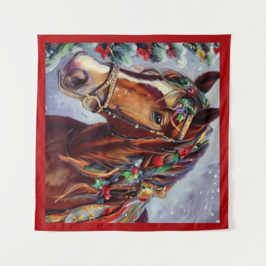 Tenture Cheval de Noël 2 (Devant (Horizontal))