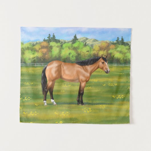 Tenture Cheval du Quartier des Dun Buckskin (Devant (Horizontal))