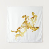 Tenture Cheval et Cavalier Dorés Abstraits (Devant (Horizontal))