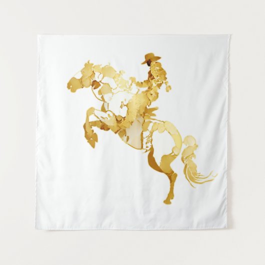 Tenture Cheval et Cavalier Dorés Abstraits (Devant)