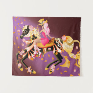 Tenture Cheval et dame du crâne de sucre