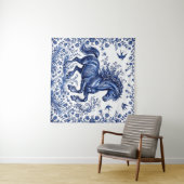 Tenture Cheval frison de style Delft Delftware dans un pré (En situation (horizontale))