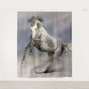 Tenture Cheval gris dappu andalou en mouvement